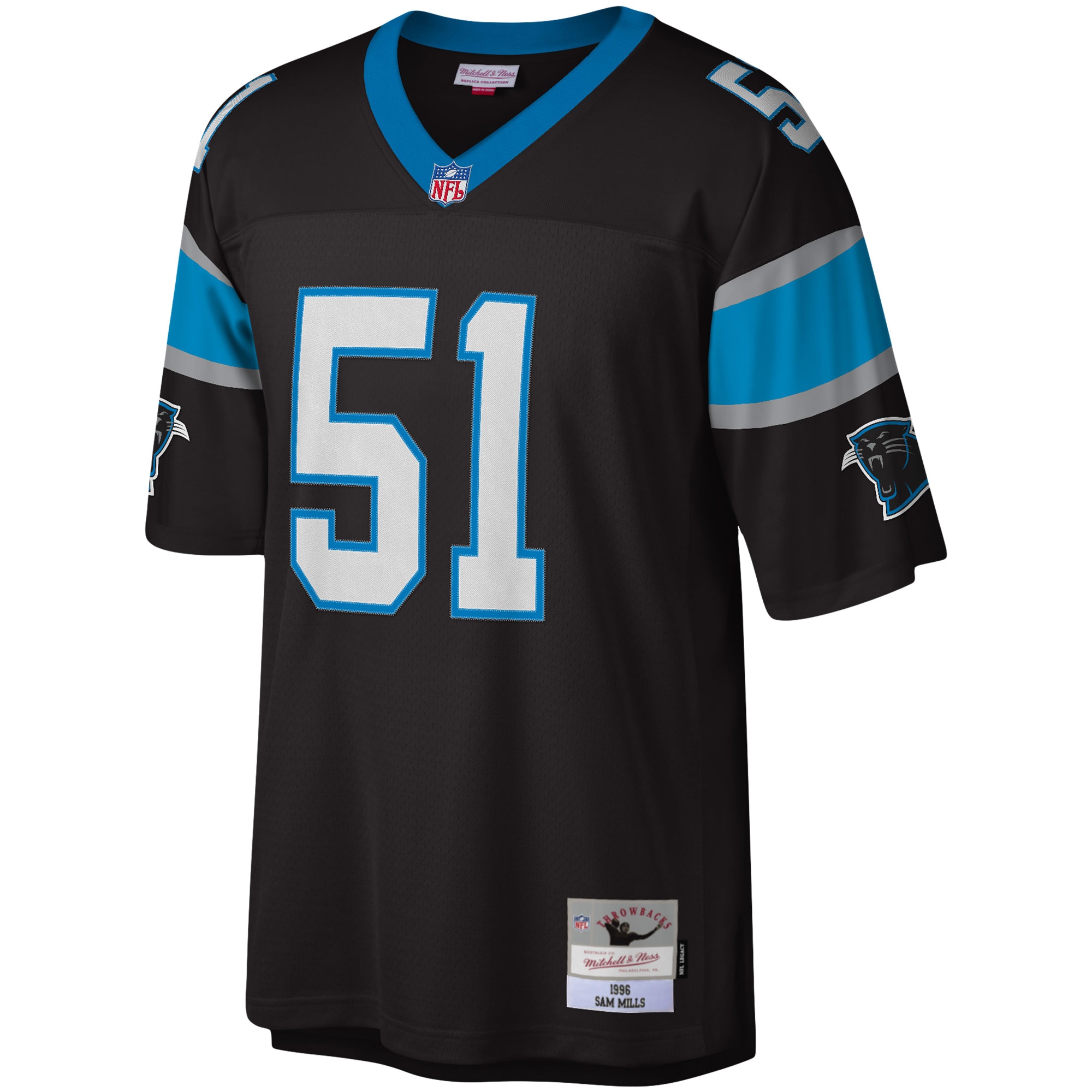 sam mills carolina panthers mitchell ness legacy replica jersey black clowdercats faquw.jpg
