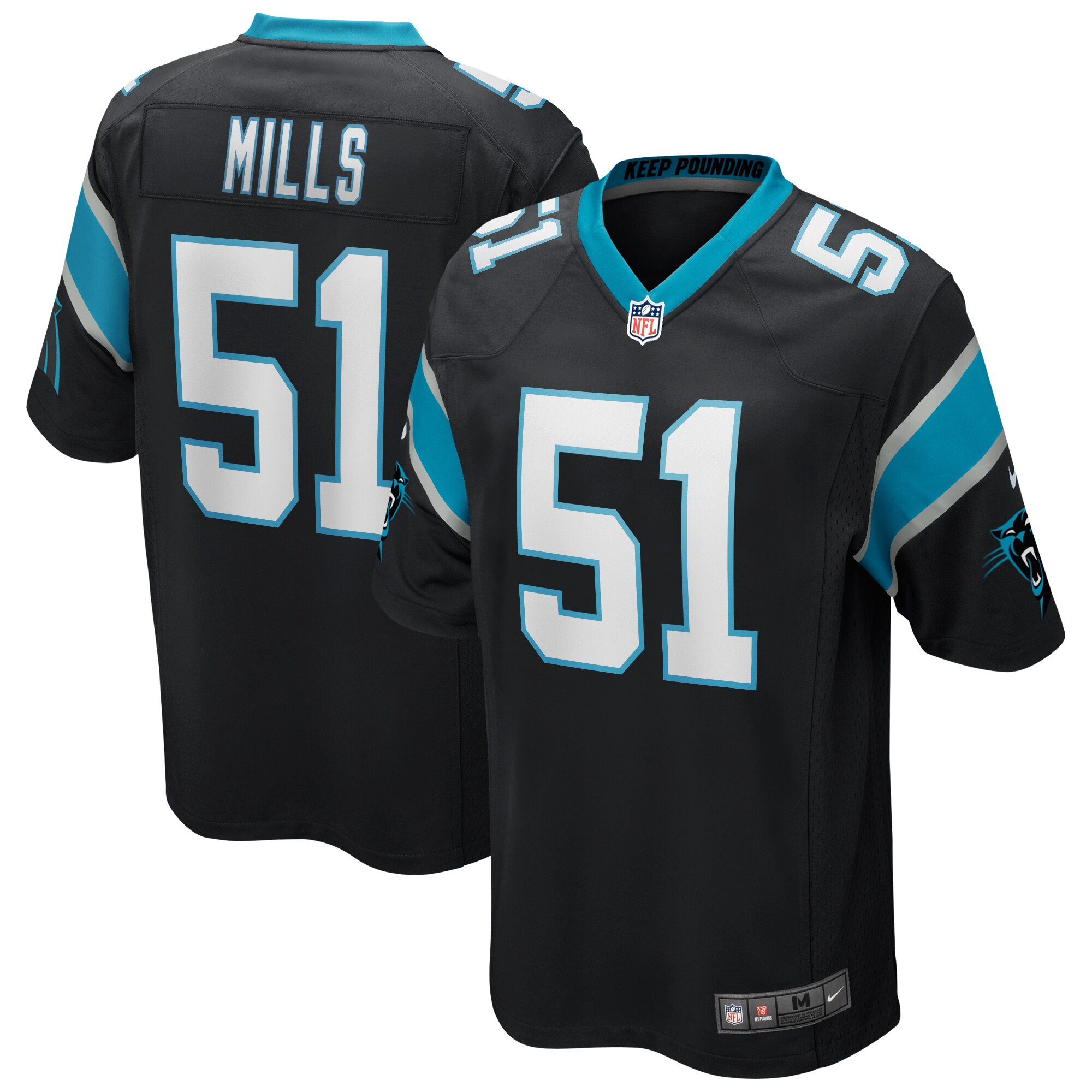 sam mills carolina panthers nike game retired player jersey black clowdercats jbgbp.jpg