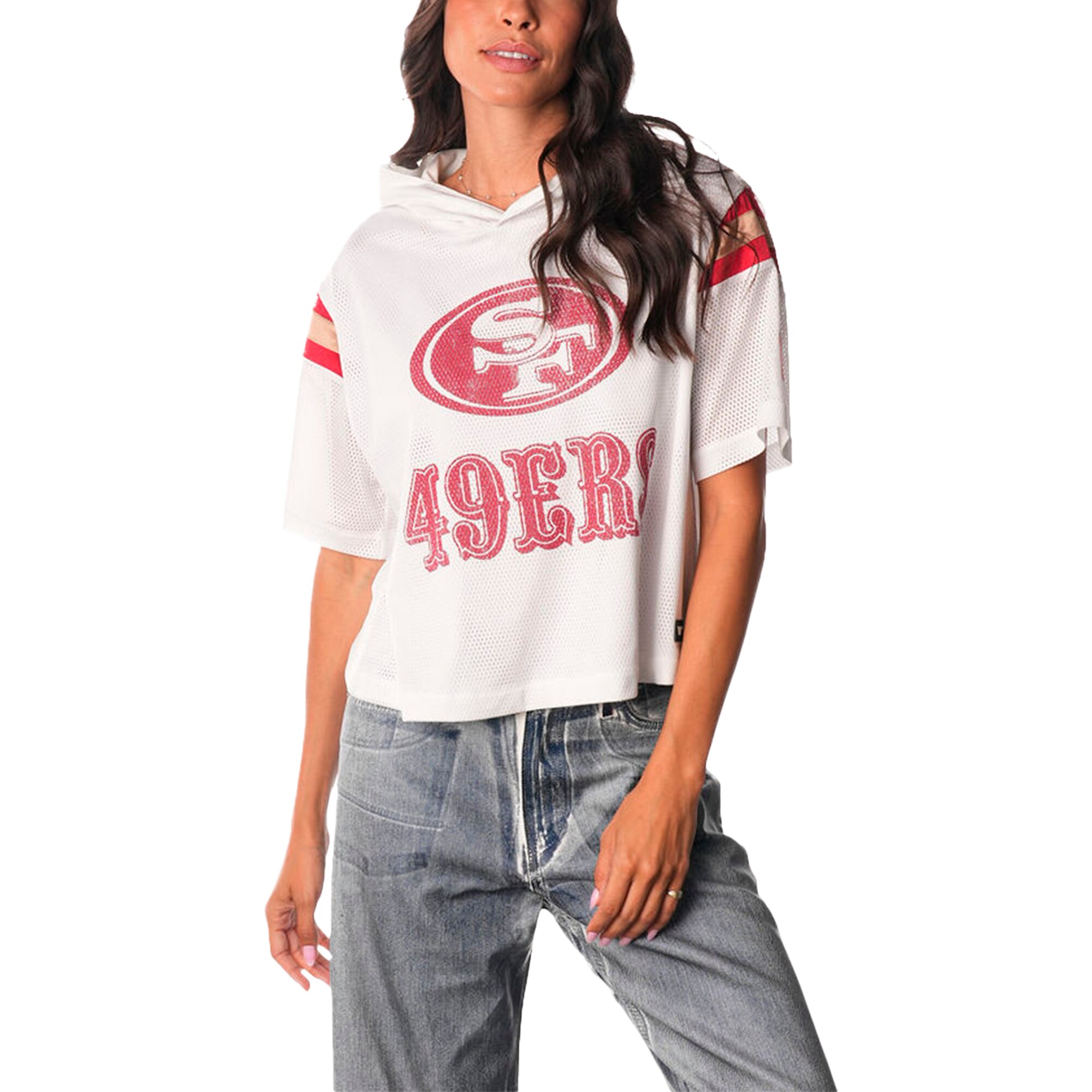 san francisco 49ers the wild collective womens mesh short sleeve hoodie t shirt white clowdercats tu7mb.jpg