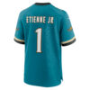 travis etienne jr jacksonville jaguars nike prowler throwback player game jersey teal clowdercats yiyme.jpg