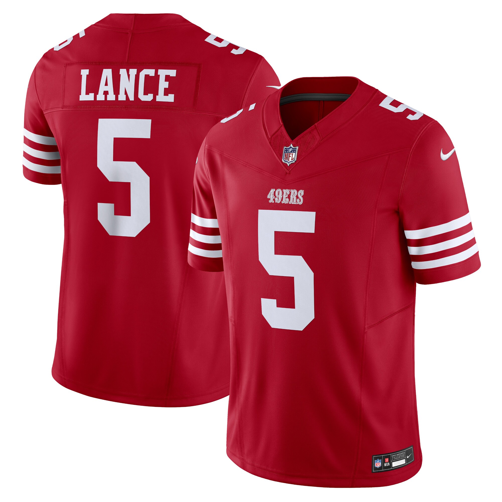 trey lance san francisco 49ers nike vapor fuse limited jersey scarlet clowdercats 3m5w1.jpg
