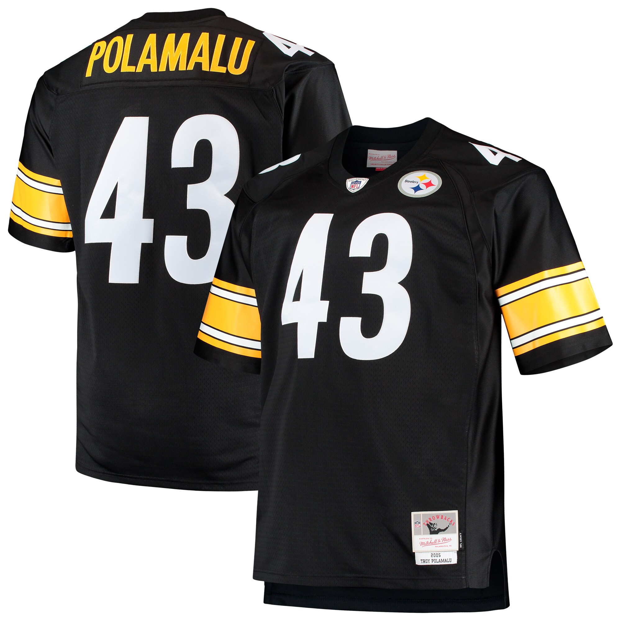 troy polamalu pittsburgh steelers mitchell ness big tall 2005 retired player replica jersey black clowdercats qwkwi.jpg
