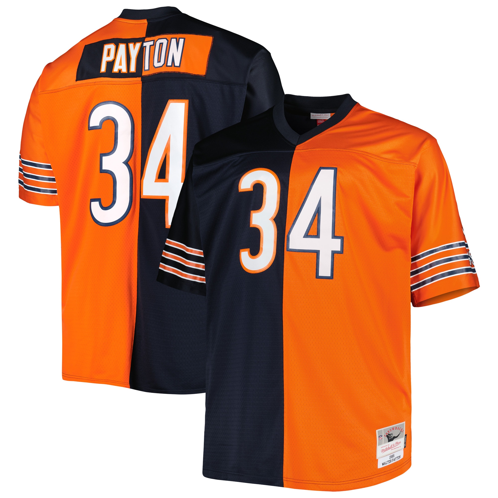 walter payton chicago bears mitchell ness big tall split legacy retired player replica jersey navyorange clowdercats c2jxc.jpg