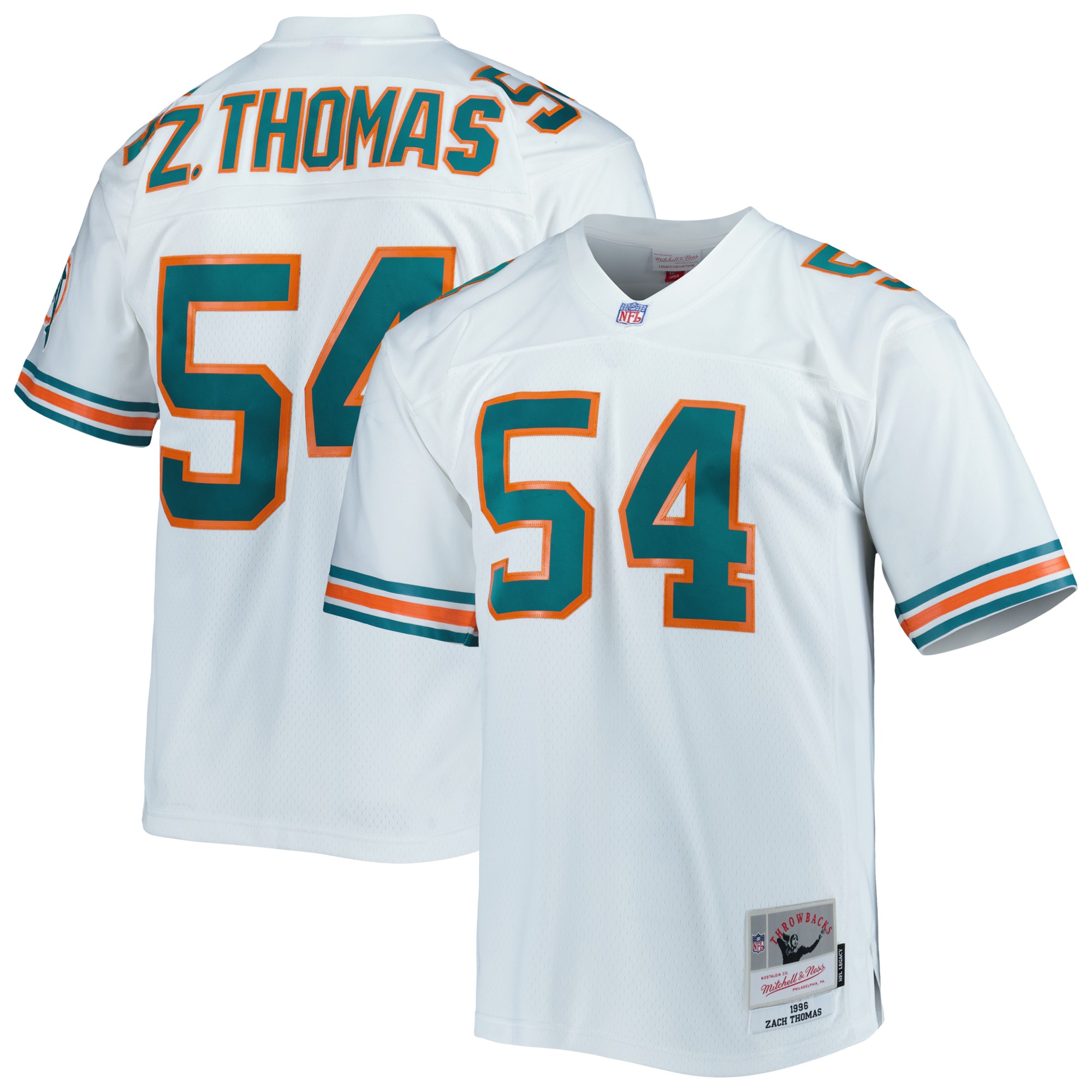 zach thomas miami dolphins mitchell ness legacy replica jersey white clowdercats o6l8x.jpg