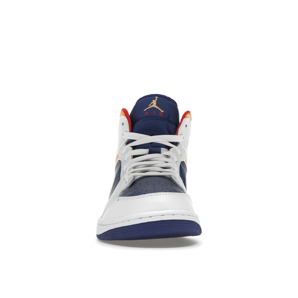Air Jordan 1 Mid White-Deep Royal Blue-Laser Orange - Image 2