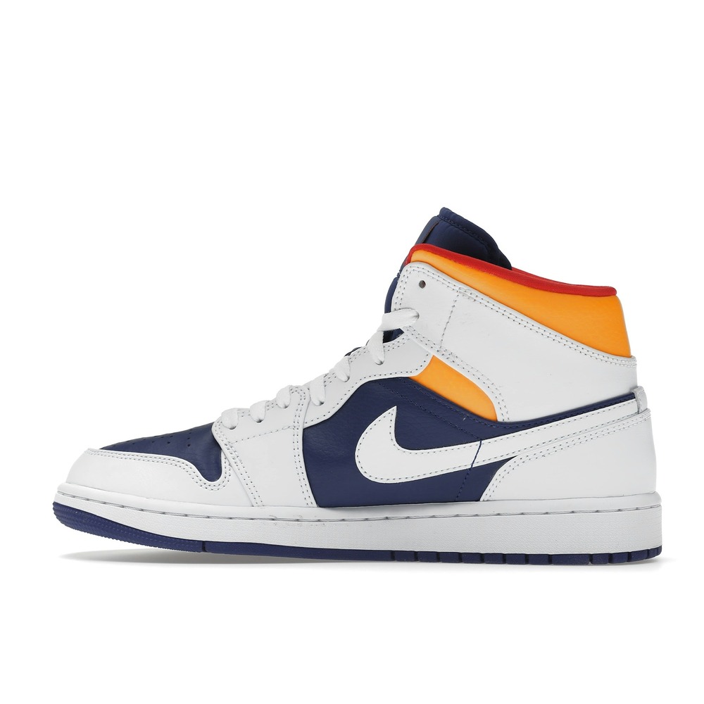 Air Jordan 1 Mid White-Deep Royal Blue-Laser Orange - Image 3