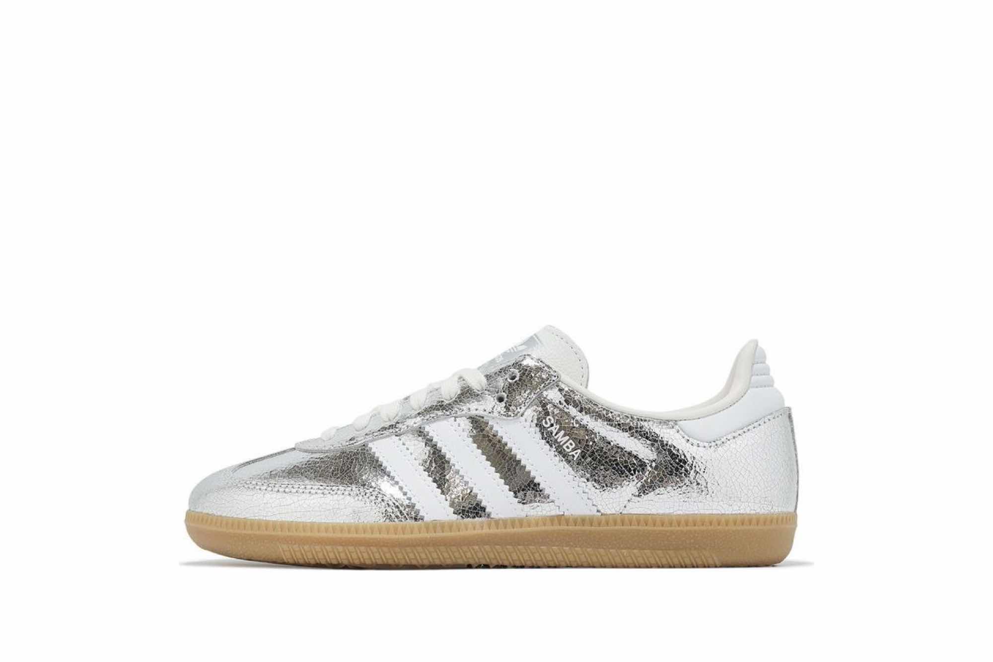 Adidas Samba OG 'Silver Metallic Cracked Leather' JR0035